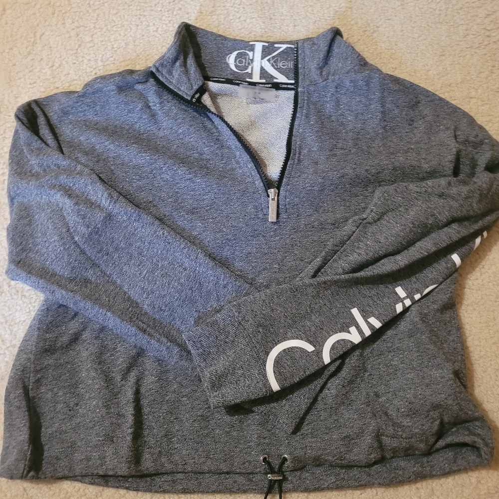 Grey Calvin Klien Cropped Sweatshirt Women's Medium